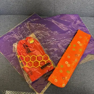 오키나와 무용 의상 빨간색 타비 부채 케이스 머리띠