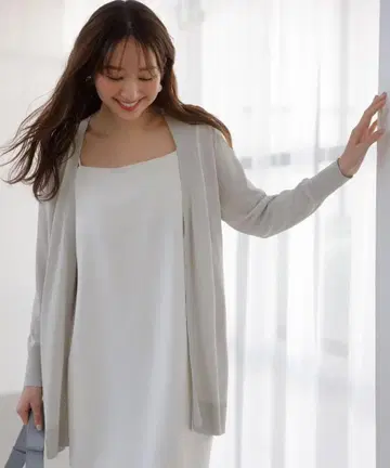 anySIS 사이드 슬릿 롱 가디건 라이트 그레이