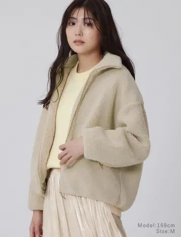 PLST 플라스테 스탠드 카라 보아 블루종 베이지