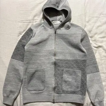 FDMTL 그레이 패치워크 니트 후드티 지퍼 후드티 3