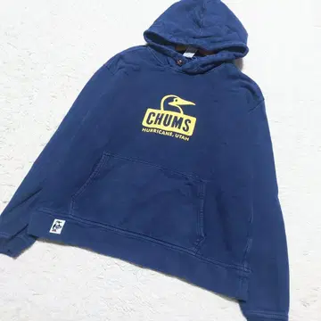 [레어] CHUMS 참스 후드티 빅 로고 네이비 싸개 버튼