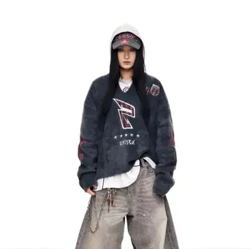 PEOPLESTYLE 샤기 니트 스웨터 V넥