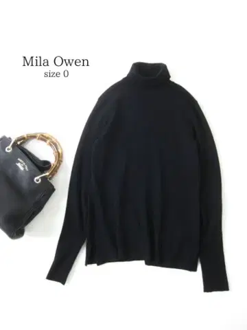 새상품급 Mila Owen 리브 니트 긴팔 블랙 0(S) 터틀넥 루즈핏