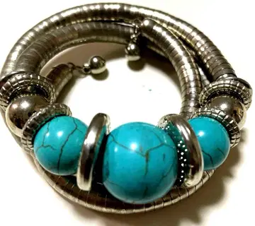빈티지 터키석 터콰이즈 비즈 다층 뱅글