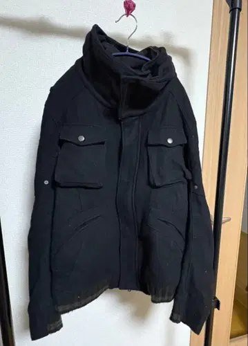 PPFM 기믹 더블 지퍼 하이넥 울 블루종