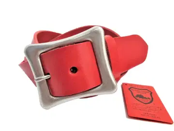 도치기 가죽 벨트 (빨간색) 니켈 바렐 도금 버클 40mm 폭 통가죽