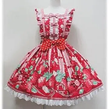Angelic Pretty 갓 딴 딸기 에이프런풍 스커트