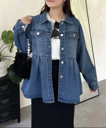 프로즈 베일 개더 페플럼 데님 자켓 L 사이즈