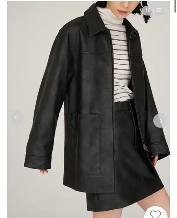 인조 가죽 더블 지퍼 블루종