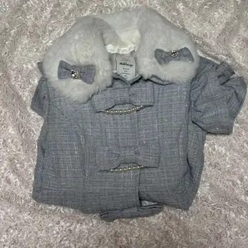 앙크루즈 프린세스 키라키라 트위드 도리 리본 코트 블루