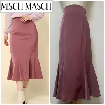 미슈마슈 백 레이스업 새틴 머메이드 스커트