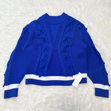 택 포함 새상품 24AW ADORE 팝콘 니트 풀오버 블루 M