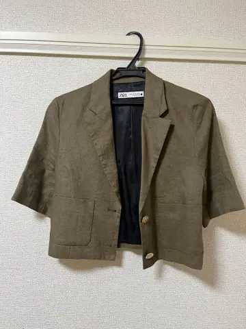 올리브 숏 자켓 반팔