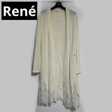 Rene 르네 레이스 니트 가디건 화이트 계열 롱 기장