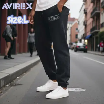 AVIREX 블랙 스웨트 팬츠 블랙 L 사이즈