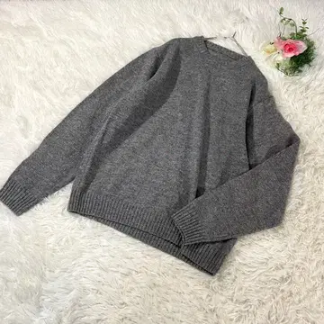 무인양품 긴팔 니트 스웨터 L 그레이 무지 심플 울 2160