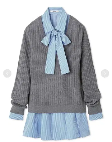 스나이델 셔츠 콤비 튜닉 원피스 니트 셔츠 원피스