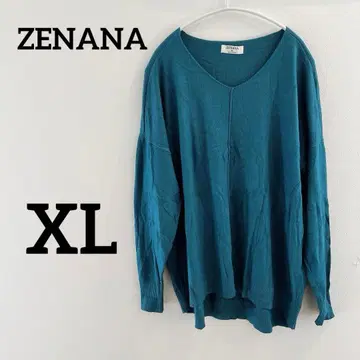 ZENANA [ XL ] 틸 V넥 니트 긴팔 니트 블루 파랑