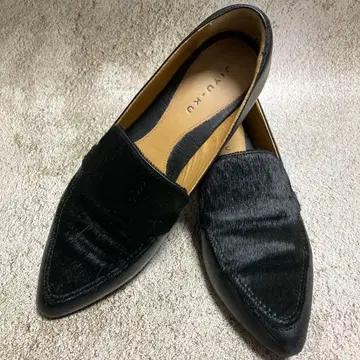 자유구 펌프스 퍼 블랙 로퍼 M 23cm ~23.5cm