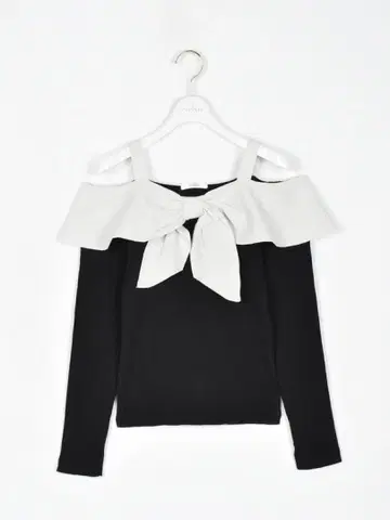 에블린 evelyn 라메 리본 오프숄더