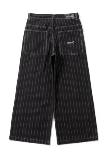 BlessU 블레스유 스트라이프 배기 데님 블랙