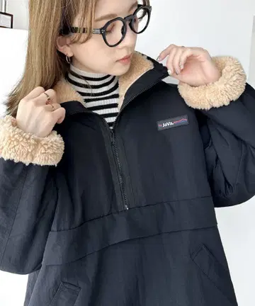 리버서블 하프 지퍼 나일론 보아 오버 사이즈 블루종