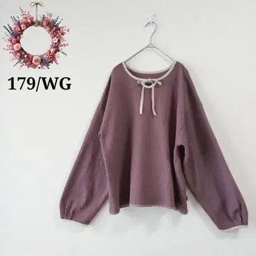 후즈후 갤러리 와플 티셔츠 리본 파이핑 배색 티셔츠