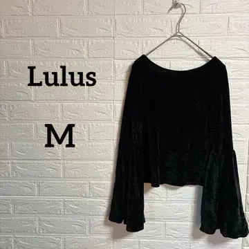 해외 구제 의류 Lulus [ M ] 블랙 벨벳풍 플레어 긴팔 상의