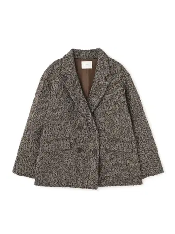 strata 네프 트위드 자켓 코트 브라운 믹스