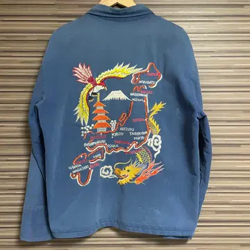 수베니어 자켓 용 x 매 자수 블루