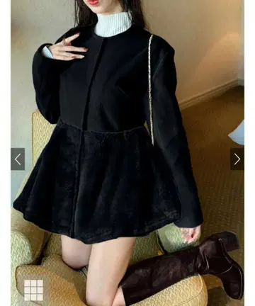 퍼 절개 페플럼 코트