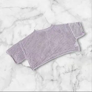 ANGIE 반팔 티셔츠 시스루 니트 프리 사이즈 퍼플 봄/여름