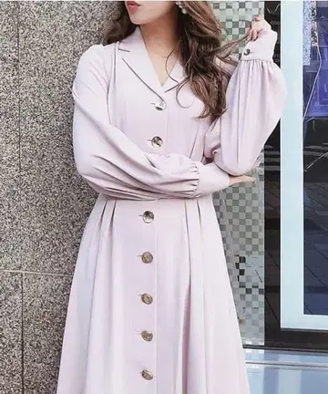 레어 eimyistoire 골드 버튼 플레어 원피스