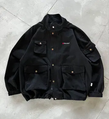 perushu 스탠드넥 아웃도어 포켓 코튼 블루종