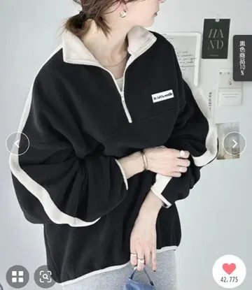 하프 지퍼 플리스 맨투맨 블랙 M 사이즈