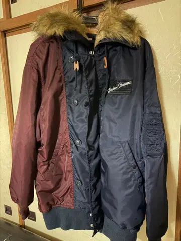 퍼 포함 캐주얼 자켓 버건디/네이비