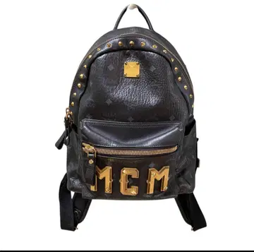 [ 고품질 ] MCM 백팩 스터드 블랙 계열 가죽 천연 가죽 비세토스