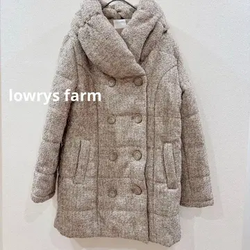 [ 로리즈팜 ] 트위드풍 더블 버튼 충전솜 코트 숄카라