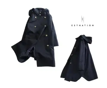 에스트네이션 새상품급 후디드 코트 더블 브레스트