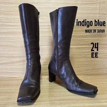 [ indigo blue ] 롱 부츠 24 EE 브라운 일본제 사각