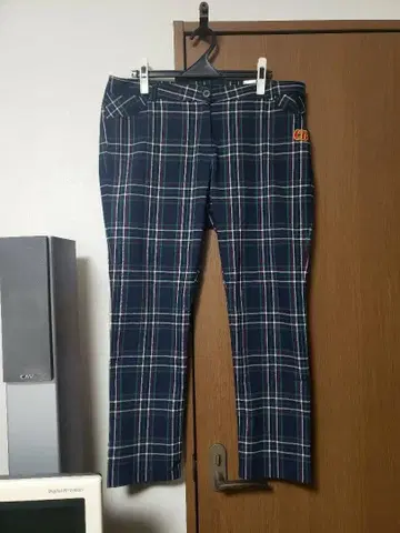 네이비 계열 체크 팬츠 빅 사이즈 골프 팬츠 3L