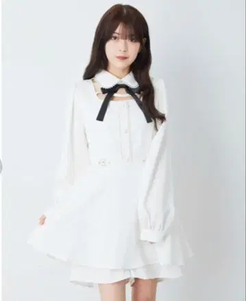 AnkRouge 자카드 콤비네존 화이트