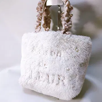 메종 드 플뢰르 퍼백 프릴 펄 토트백 그레이