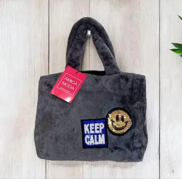 귀여운 퍼 토트백 스마일 그레이 퍼백 택 포함 새상품