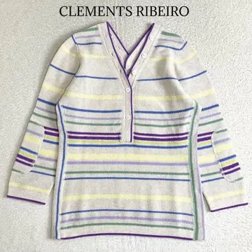 클레멘츠 리베이로 캐시미어 100% 가디건 멀티 컬러 보더 무늬