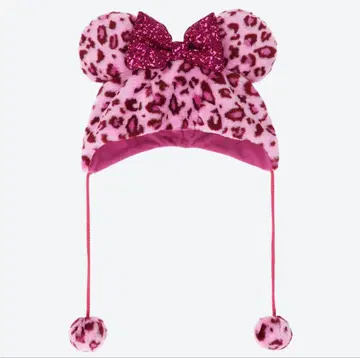 미니 귀 포함 레오파드 무늬 팬캡