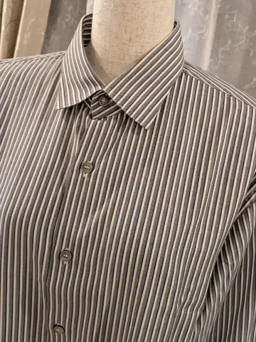 살바토레 페라가모 와이셔츠 L 스트라이프 그레이