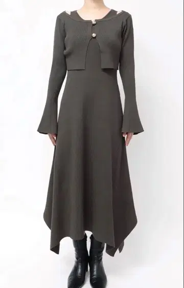 LAGUNAMOON 버튼 가디건 세트 니트 원피스 M 사이즈