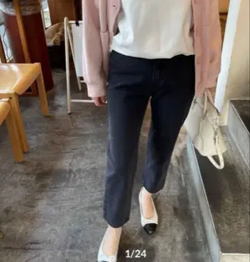 select shop_k 스트레이트 핏 앵클 데님 블랙 S 사이즈