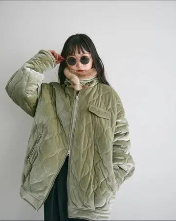 [ MURUA YUKKO 콜라보 ] 퍼 칼라 벨로아 블루종